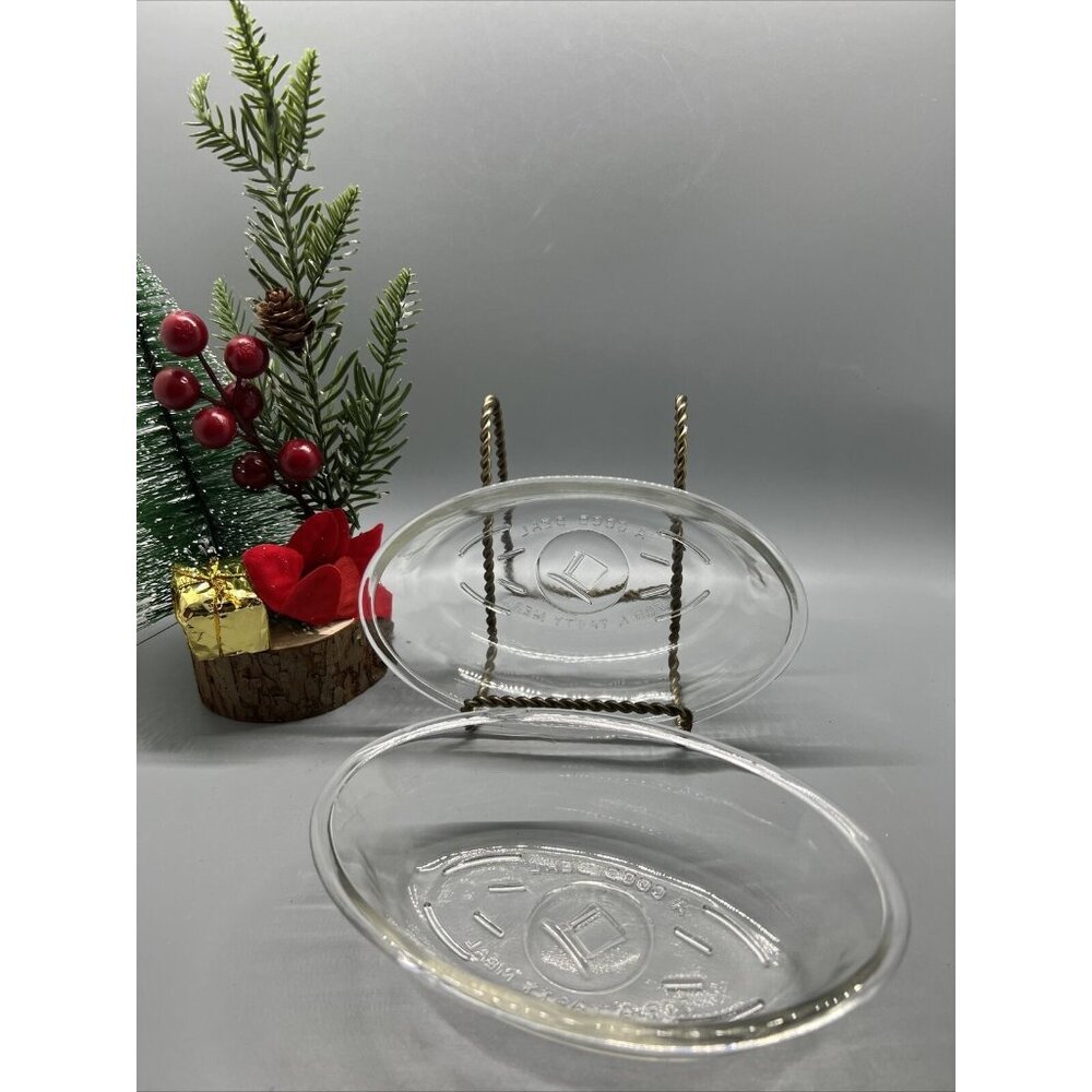 Pair McKee Glass "Good Deal For A Tasty Meal" Restaurant PotPie Side Dish Diner